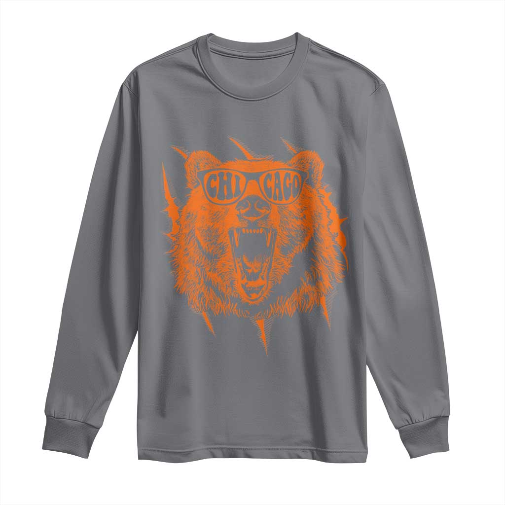 Wildlife Grizzly Bear Chicago Lover Long Sleeve Shirt TS11 Charcoal Print Your Wear
