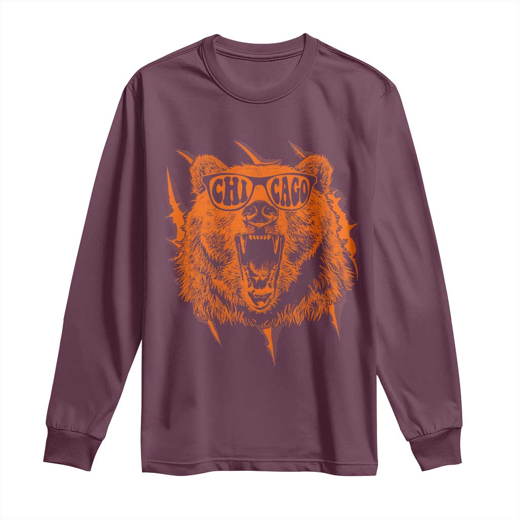 Wildlife Grizzly Bear Chicago Lover Long Sleeve Shirt TS11 Maroon Print Your Wear