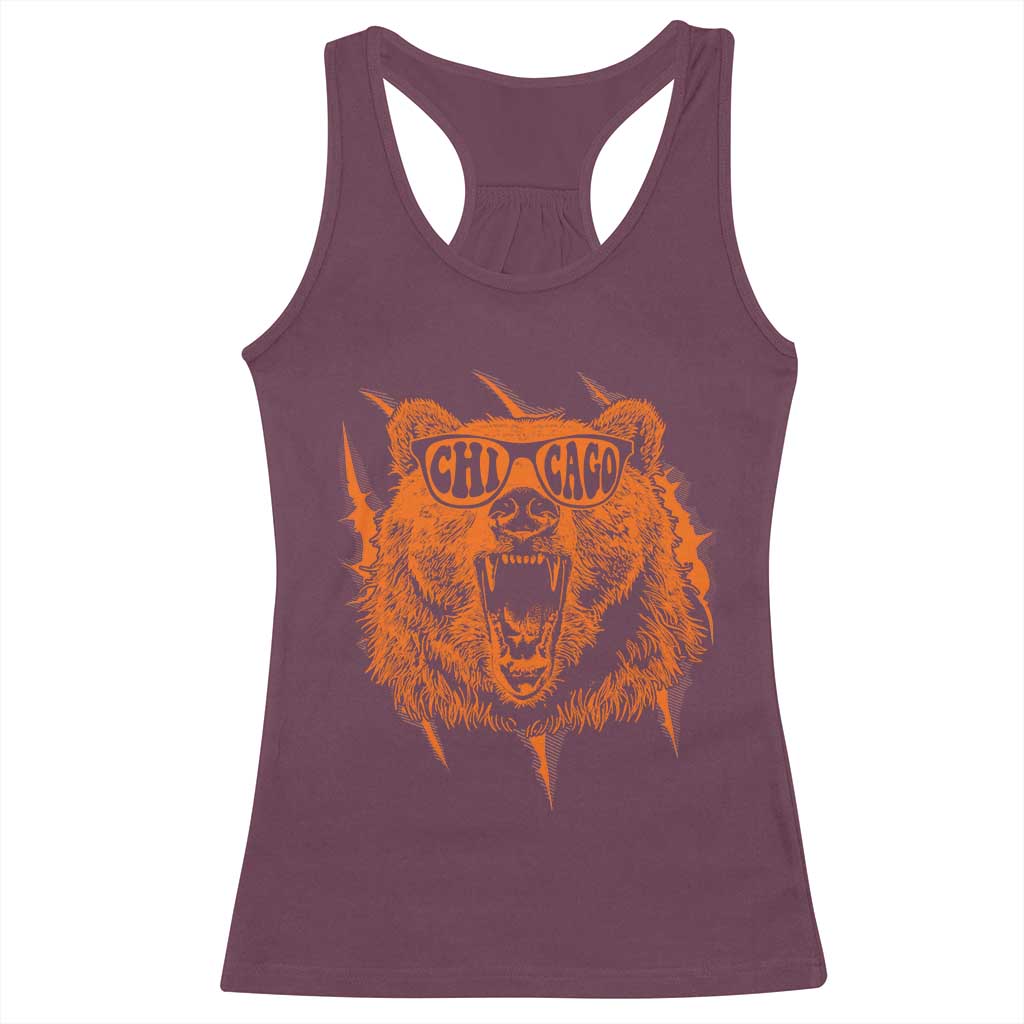 Wildlife Grizzly Bear Chicago Lover Racerback Tank Top TS11 Maroon Print Your Wear