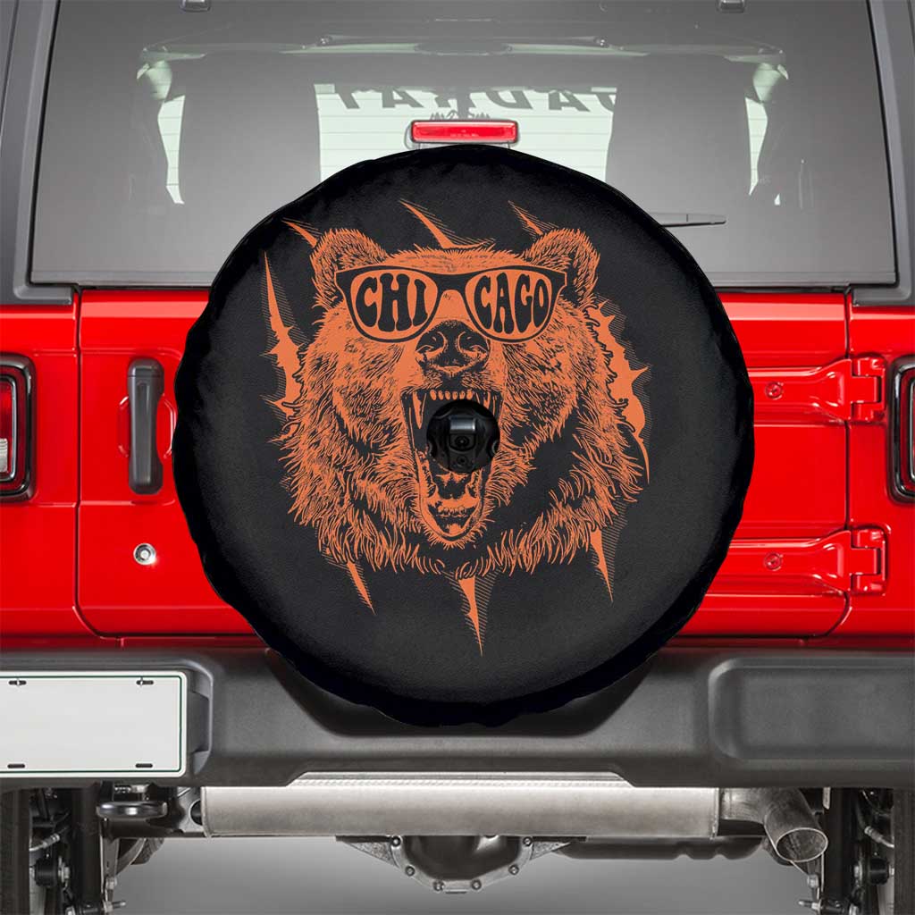 Wildlife Grizzly Bear Chicago Lover Spare Tire Cover TS11 Black Print Your Wear