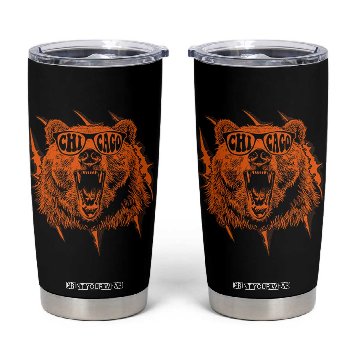 Wildlife Grizzly Bear Chicago Lover Tumbler Cup TS11 Black Print Your Wear