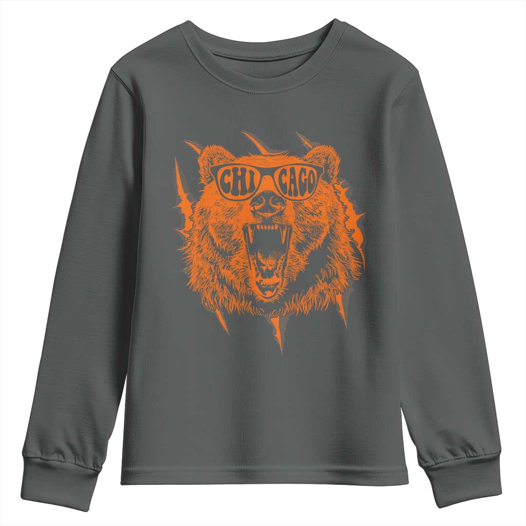 Wildlife Grizzly Bear Chicago Lover Youth Sweatshirt TS11 Dark Heather Print Your Wear