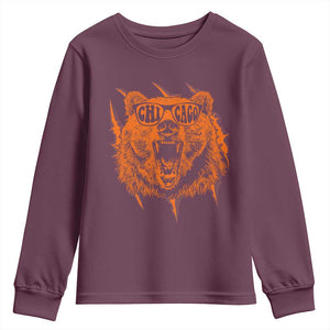 Wildlife Grizzly Bear Chicago Lover Youth Sweatshirt TS11 Maroon Print Your Wear