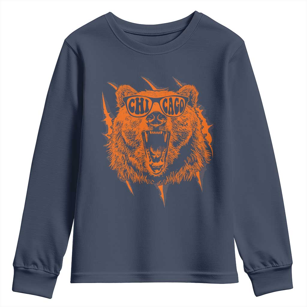 Wildlife Grizzly Bear Chicago Lover Youth Sweatshirt TS11 Navy Print Your Wear