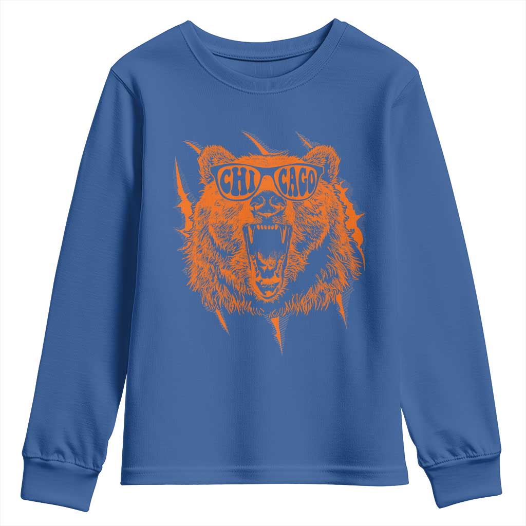 Wildlife Grizzly Bear Chicago Lover Youth Sweatshirt TS11 Royal Blue Print Your Wear