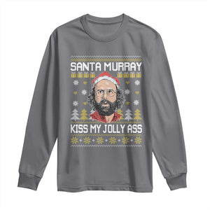 Funny Stranger Murray Christmas Long Sleeve Shirt Santa Murray Kiss My Jolly Ass TS11 Charcoal Print Your Wear