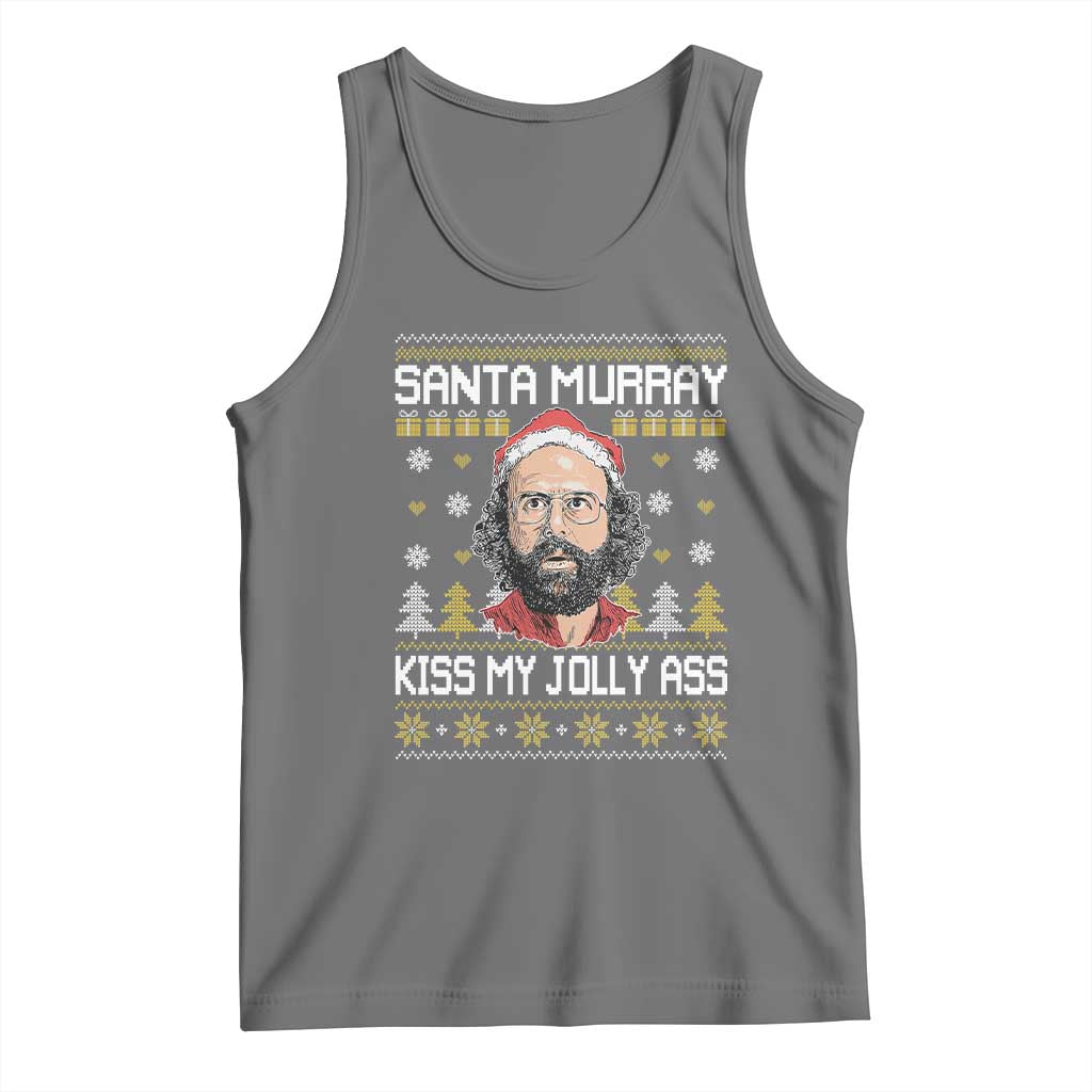 Funny Stranger Murray Christmas Tank Top Santa Murray Kiss My Jolly Ass TS11 Black Heather Print Your Wear