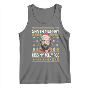 Funny Stranger Murray Christmas Tank Top Santa Murray Kiss My Jolly Ass TS11 Black Heather Print Your Wear