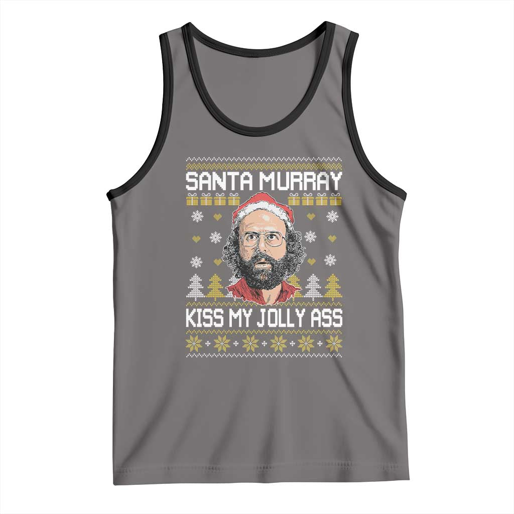 Funny Stranger Murray Christmas Tank Top Santa Murray Kiss My Jolly Ass TS11 Deep Heather Black Print Your Wear
