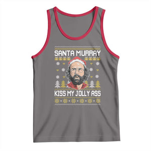Funny Stranger Murray Christmas Tank Top Santa Murray Kiss My Jolly Ass TS11 Deep Heather Red Print Your Wear