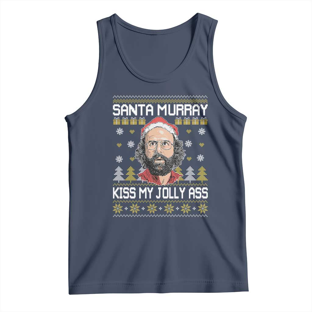 Funny Stranger Murray Christmas Tank Top Santa Murray Kiss My Jolly Ass TS11 Navy Print Your Wear