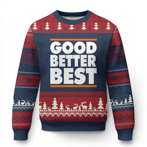 Good Better Best Ugly Christmas Sweater CFB Motivation Game Day TS11 Navy Red Print Your Wear