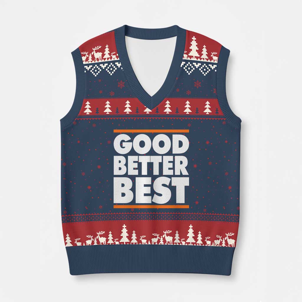 Good Better Best V-Neck Knit Sweater Vest CFB Motivation Game Day TS11 Navy Red Print Your Wear