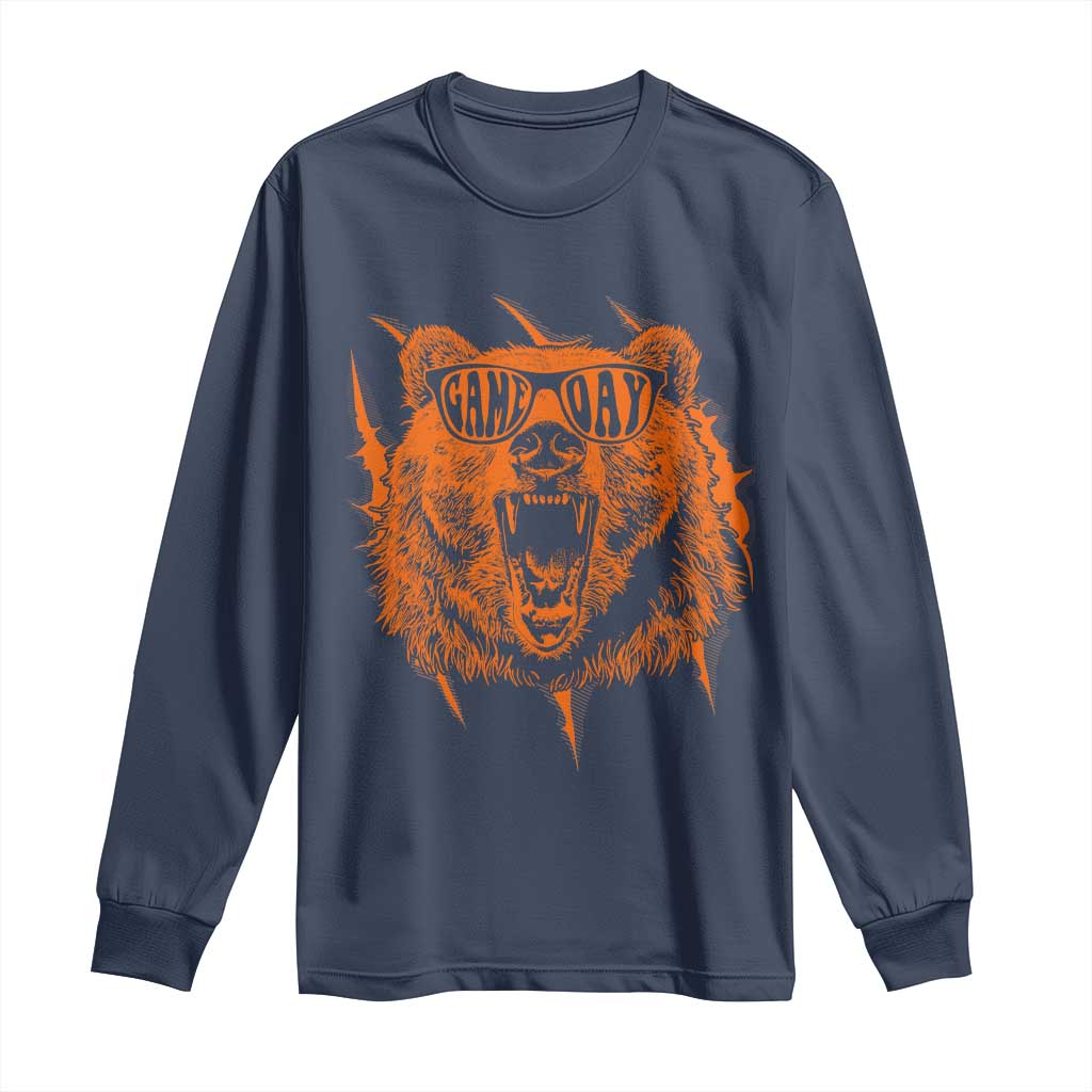 Funny Grizzly Bear Sport Fan Game Day Long Sleeve Shirt TS11 Navy Print Your Wear