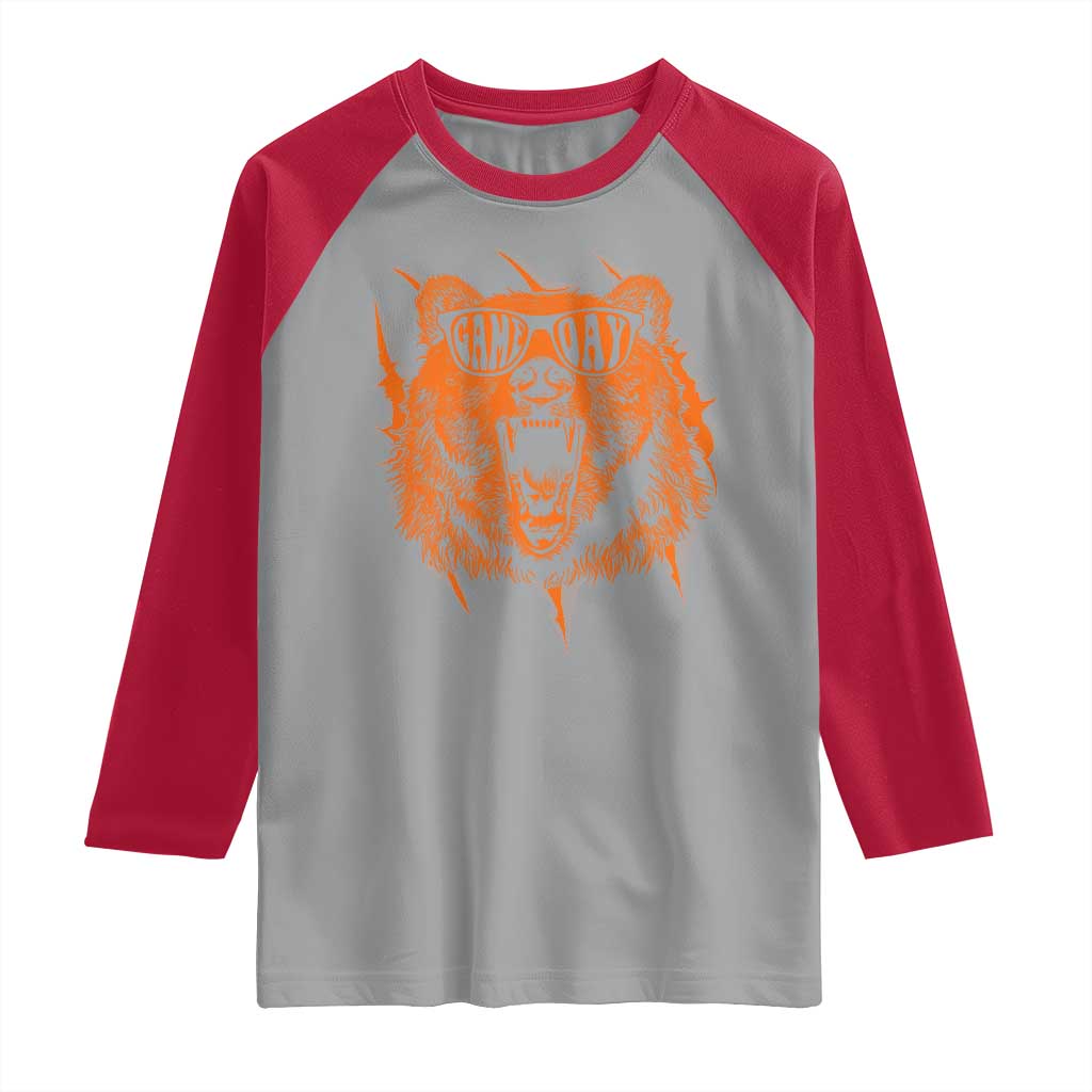 Funny Grizzly Bear Sport Fan Game Day Raglan Shirt TS11 Sport Gray Red Print Your Wear