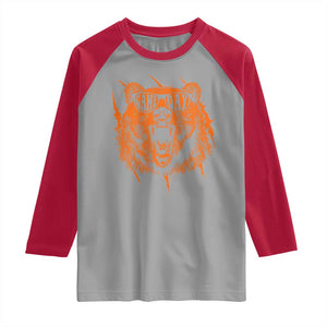 Funny Grizzly Bear Sport Fan Game Day Raglan Shirt TS11 Sport Gray Red Print Your Wear