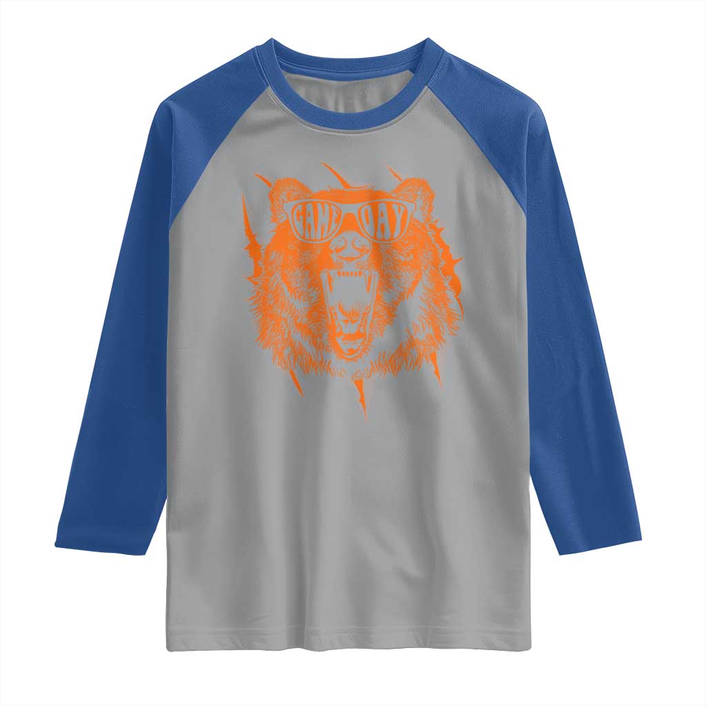 Funny Grizzly Bear Sport Fan Game Day Raglan Shirt TS11 Sport Gray Royal Print Your Wear
