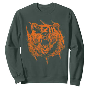 Funny Grizzly Bear Sport Fan Game Day Sweatshirt TS11 Dark Forest Green Print Your Wear