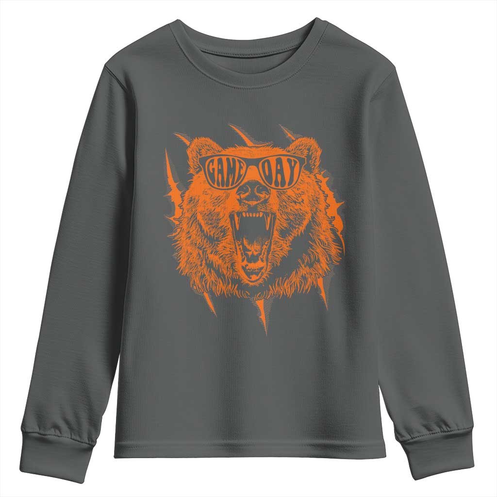 Funny Grizzly Bear Sport Fan Game Day Youth Sweatshirt TS11 Dark Heather Print Your Wear