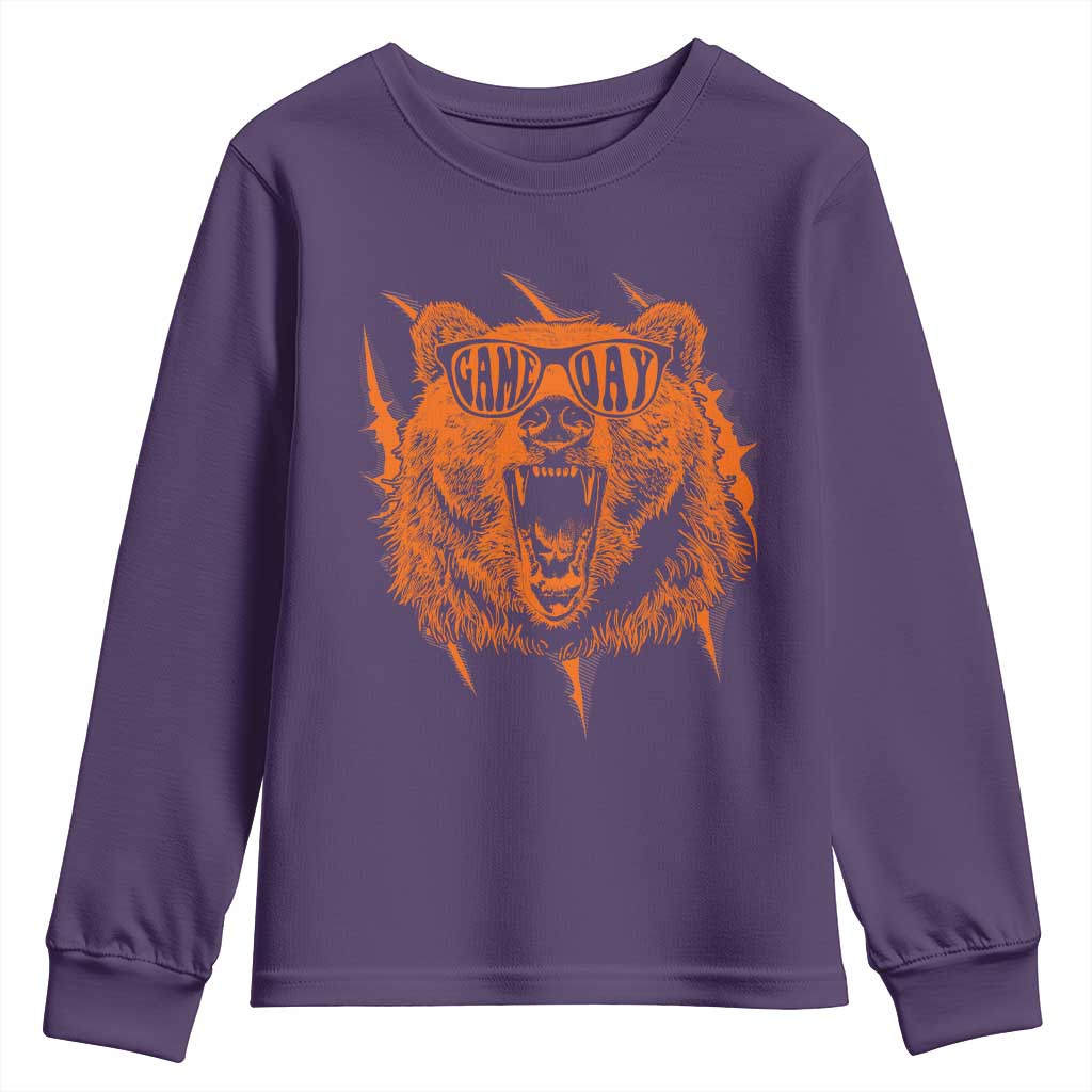 Funny Grizzly Bear Sport Fan Game Day Youth Sweatshirt TS11 Purple Print Your Wear