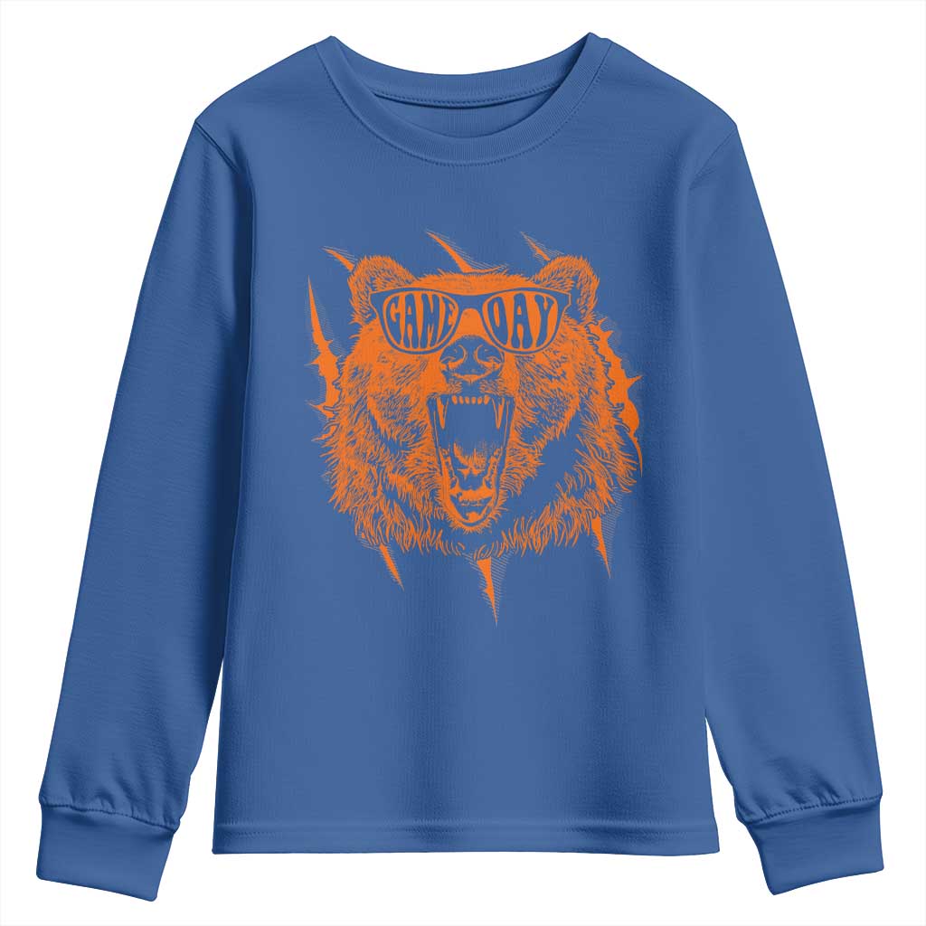 Funny Grizzly Bear Sport Fan Game Day Youth Sweatshirt TS11 Royal Blue Print Your Wear