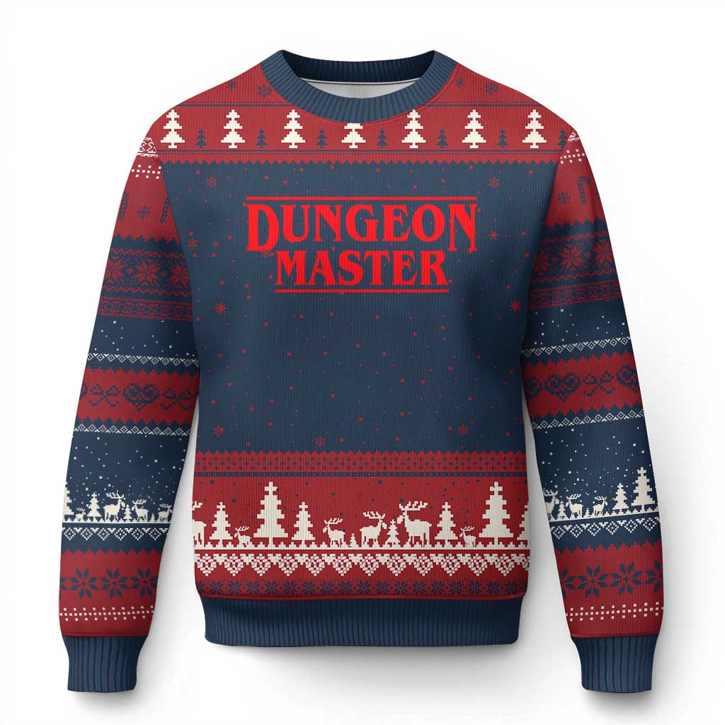Funny Dungeon Master Ugly Christmas Sweater RPG Gamer D20 Tabletop Gaming TS11 Navy Red Print Your Wear