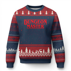Funny Dungeon Master Ugly Christmas Sweater RPG Gamer D20 Tabletop Gaming TS11 Navy Red Print Your Wear