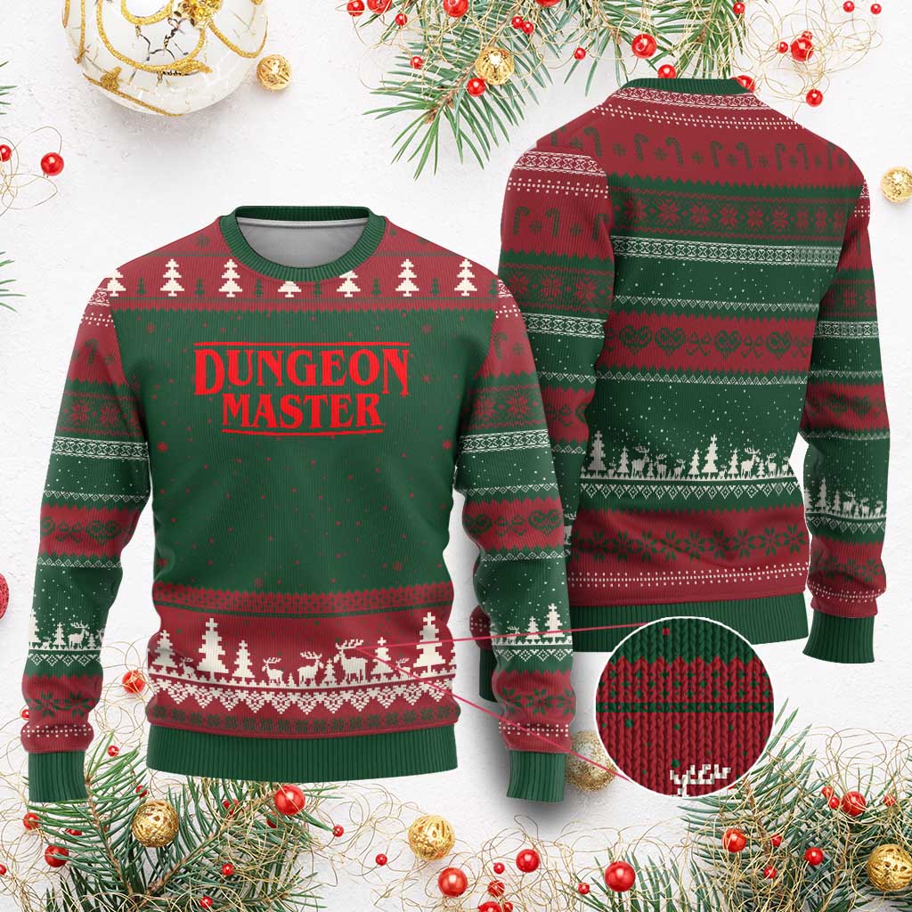 Funny Dungeon Master Ugly Christmas Sweater RPG Gamer D20 Tabletop Gaming TS11 Red Green Print Your Wear