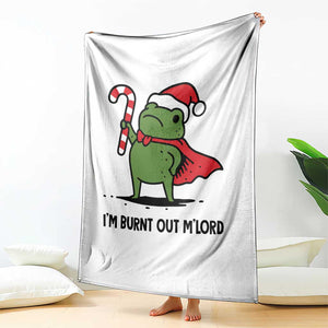 Funny Christmas Frog Knight Throw Blanket I Am Burnt Out M Lord Medieval Meme Candy Cane TS11 Print Your Wear