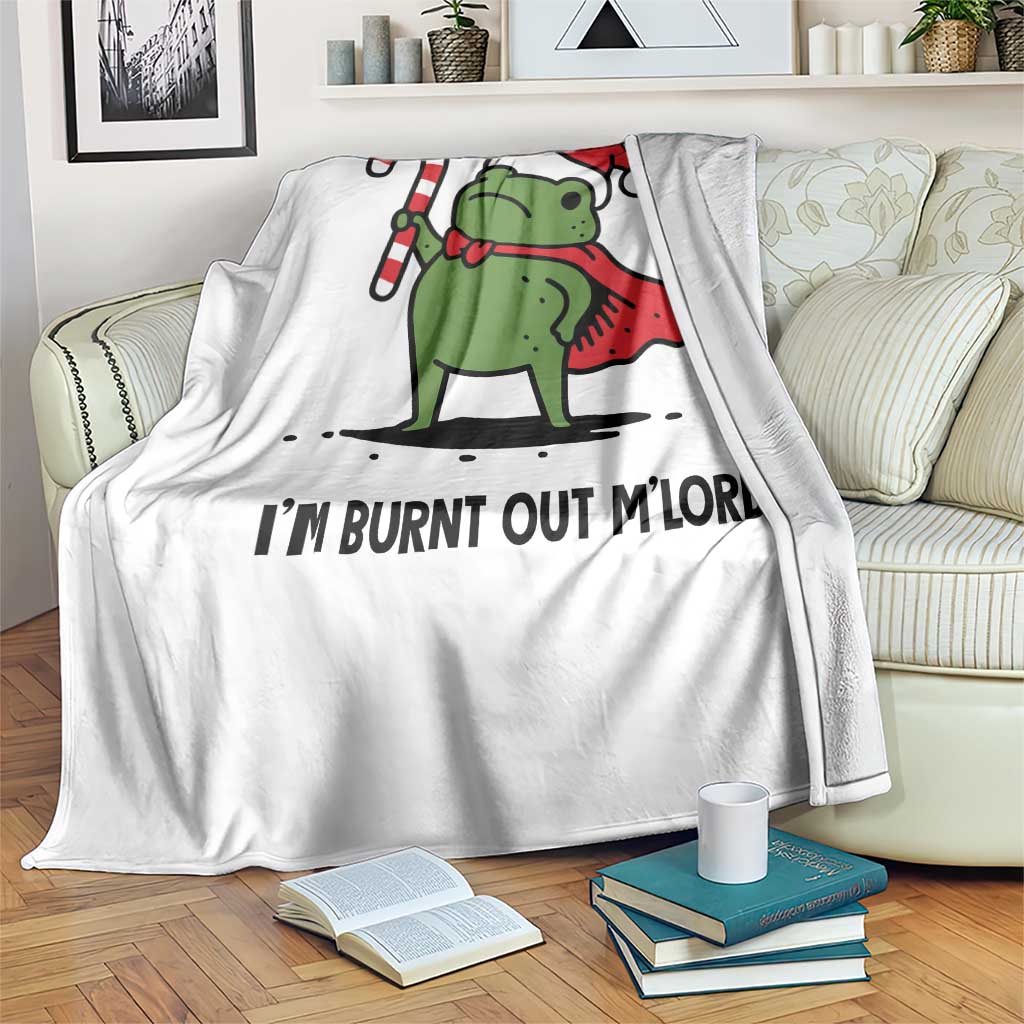 Funny Christmas Frog Knight Throw Blanket I Am Burnt Out M Lord Medieval Meme Candy Cane TS11 Print Your Wear