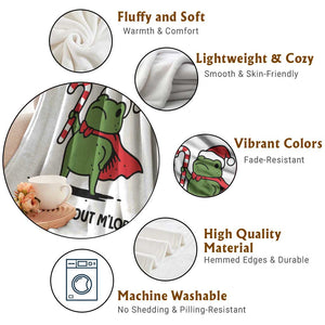 Funny Christmas Frog Knight Throw Blanket I Am Burnt Out M Lord Medieval Meme Candy Cane TS11 Print Your Wear