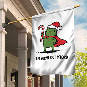 Funny Christmas Frog Knight Garden Flag I Am Burnt Out M Lord Medieval Meme Candy Cane TS11 Print Your Wear