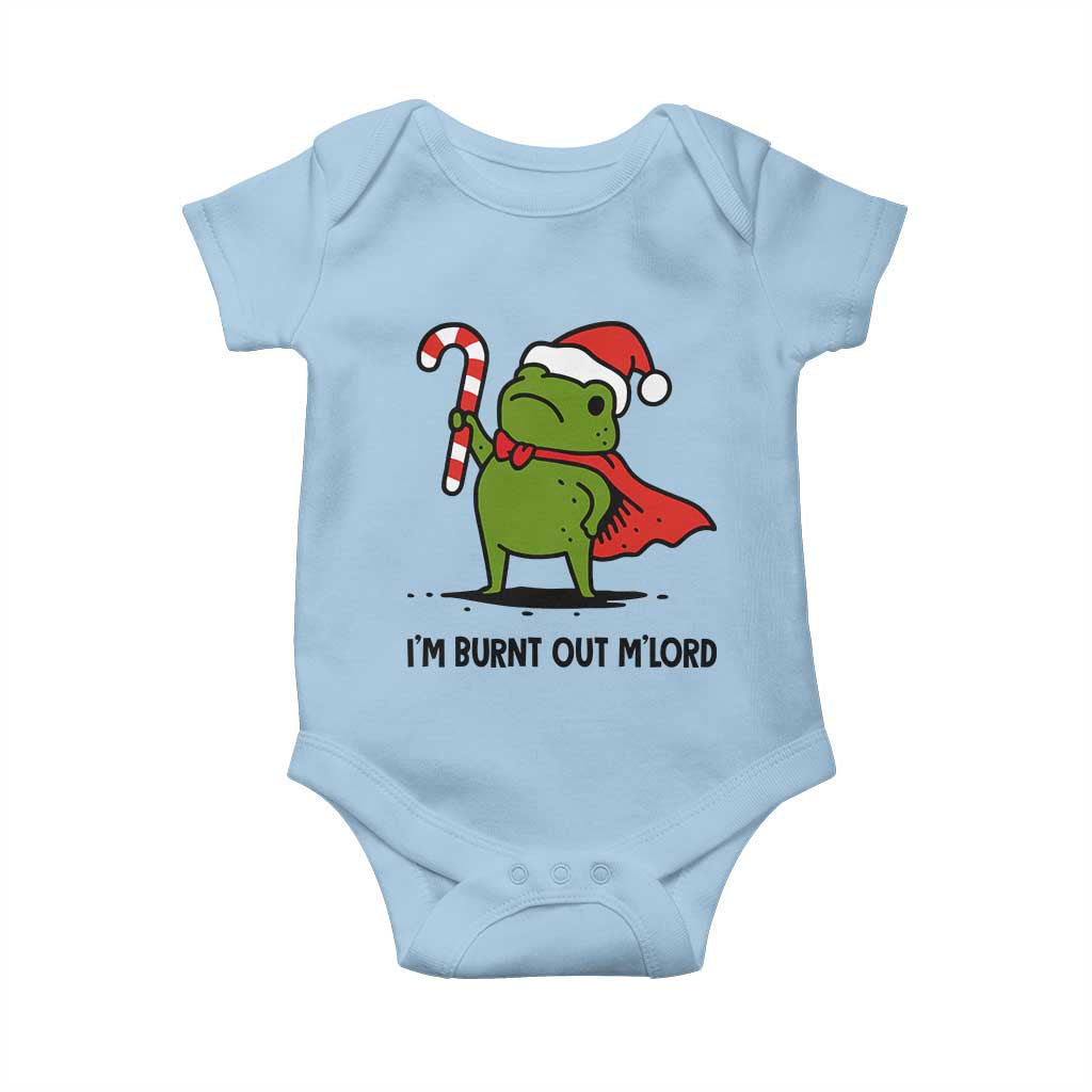 Funny Christmas Frog Knight Baby Onesie I Am Burnt Out M Lord Medieval Meme Candy Cane TS11 Light Blue Print Your Wear