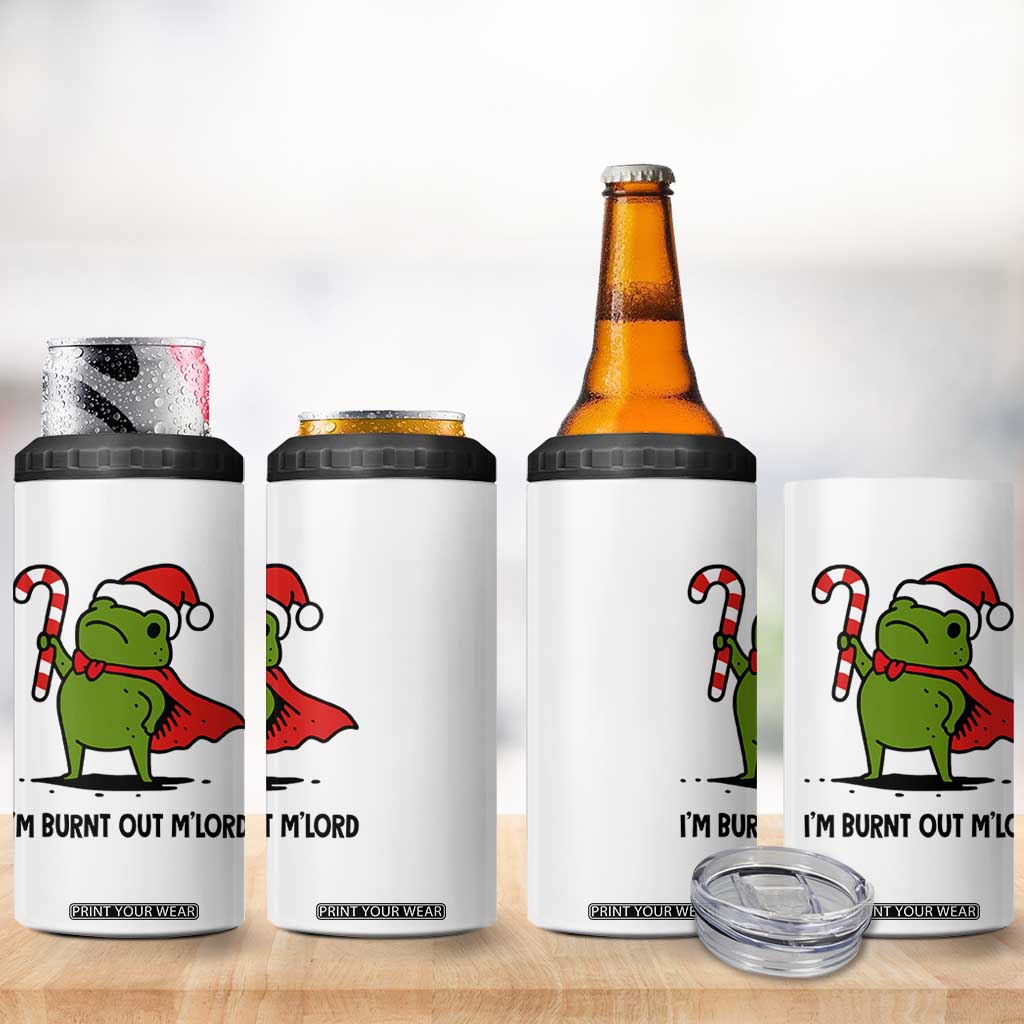 Funny Christmas Frog Knight 4 in 1 Can Cooler Tumbler I Am Burnt Out M Lord Medieval Meme Candy Cane TS11 Print Your Wear