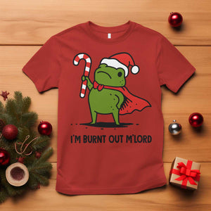 Funny Christmas Frog Knight T Shirt I Am Burnt Out M Lord Medieval Meme Candy Cane TS11 Red Print Your Wear
