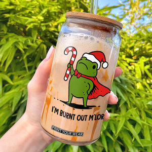 Funny Christmas Frog Knight Glass Can I Am Burnt Out M Lord Medieval Meme Candy Cane TS11 White Print Your Wear
