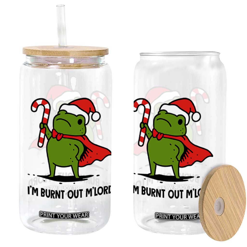 Funny Christmas Frog Knight Glass Can I Am Burnt Out M Lord Medieval Meme Candy Cane TS11 Print Your Wear