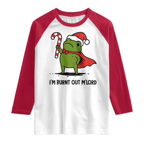 Funny Christmas Frog Knight Raglan Shirt I Am Burnt Out M Lord Medieval Meme Candy Cane TS11 White Red Print Your Wear
