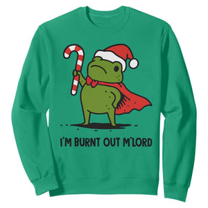 Funny Christmas Frog Knight Sweatshirt I Am Burnt Out M Lord Medieval Meme Candy Cane TS11 Irish Green Print Your Wear