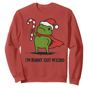 Funny Christmas Frog Knight Sweatshirt I Am Burnt Out M Lord Medieval Meme Candy Cane TS11 Red Print Your Wear