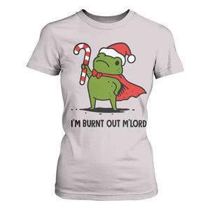Funny Christmas Frog Knight T Shirt For Women I Am Burnt Out M Lord Medieval Meme Candy Cane TS11 Ice Gray Print Your Wear