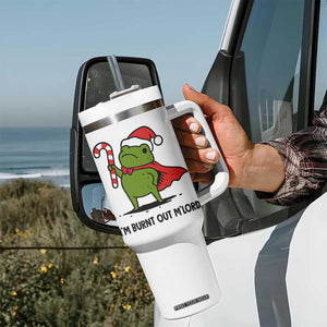 Funny Christmas Frog Knight Tumbler With Handle I Am Burnt Out M Lord Medieval Meme Candy Cane TS11 Print Your Wear
