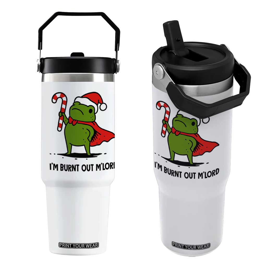 Funny Christmas Frog Knight Flip Straw Tumbler I Am Burnt Out M Lord Medieval Meme Candy Cane TS11 One Size: 30 oz White Print Your Wear