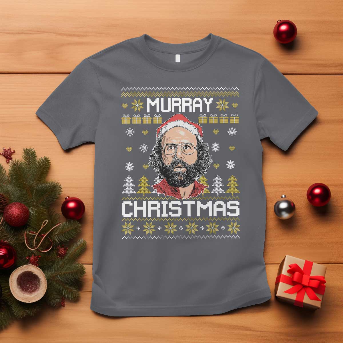 Funny Murray Christmas T Shirt Stranger Xmas Things Holiday Movie TS11 Charcoal Print Your Wear