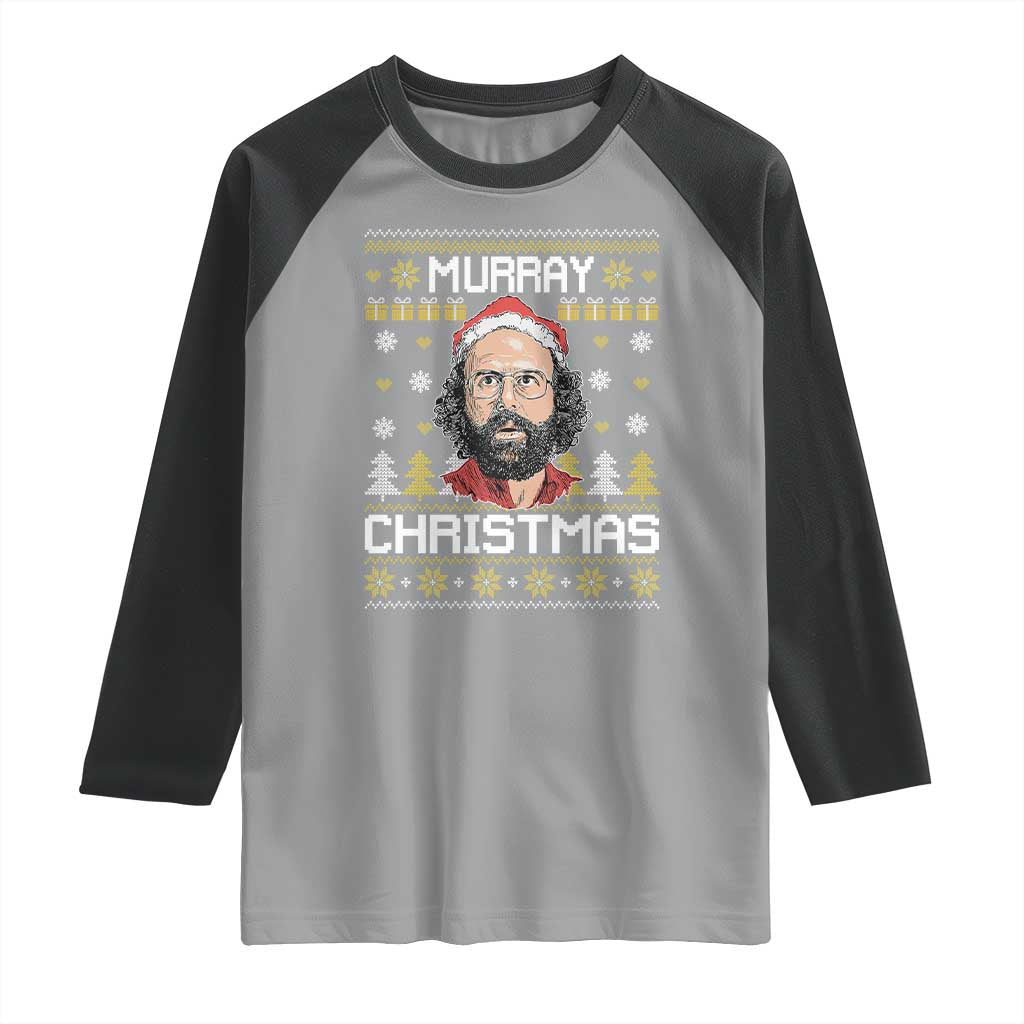 Funny Murray Christmas Raglan Shirt Stranger Xmas Things Holiday Movie TS11 Sport Gray Black Print Your Wear