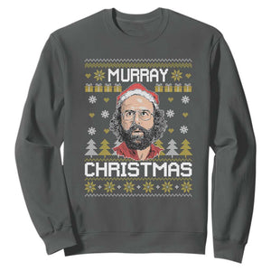 Funny Murray Christmas Sweatshirt Stranger Xmas Things Holiday Movie TS11 Dark Heather Print Your Wear