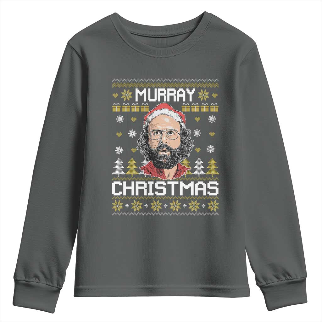 Funny Murray Christmas Youth Sweatshirt Stranger Xmas Things Holiday Movie TS11 Dark Heather Print Your Wear