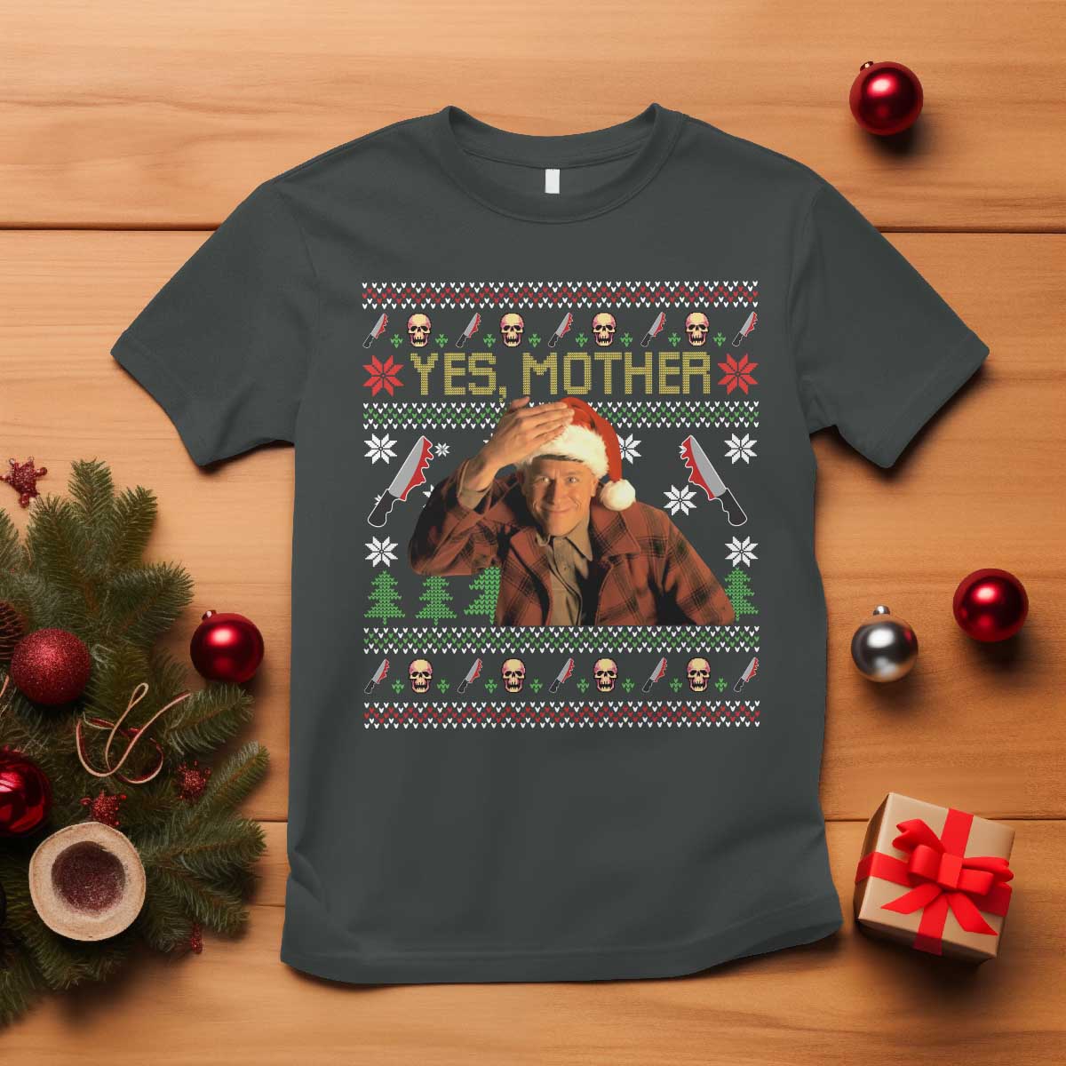 Ed Gein Christmas T Shirt Funny Yes Mother Xmas Serial Killer TS11 Dark Heather Print Your Wear