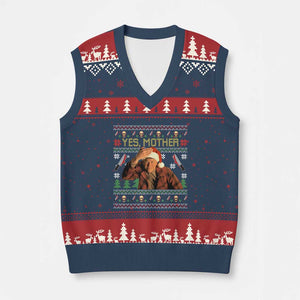Ed Gein Xmas V-Neck Knit Sweater Vest Funny Yes Mother Xmas Serial Killer TS11 Navy Red Print Your Wear