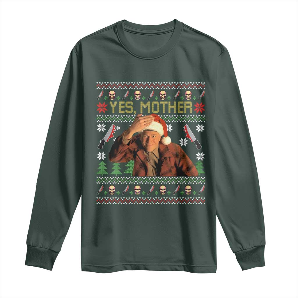 Ed Gein Christmas Long Sleeve Shirt Funny Yes Mother Xmas Serial Killer TS11 Dark Forest Green Print Your Wear